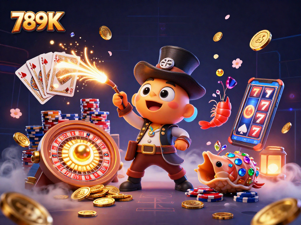 Join the treasure hunt at 789K with vibrant sea creatures amidst dazzling casino elements.