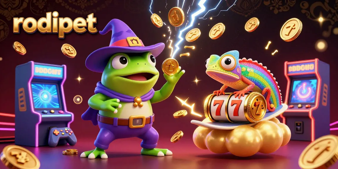 Experience wins at rodipet with a vibrant scene of a cartoon weather wizard and gaming excitement.