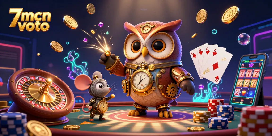 Experience dynamic sports betting fun with 7mcn voto, featuring vibrant characters and casino elements.