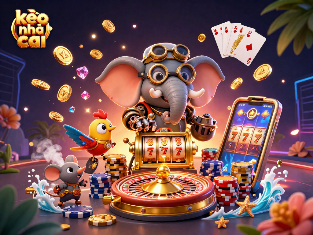 Engage with kèo nhà cái through this vibrant 3D casino scene filled with steampunk magic and excitement.