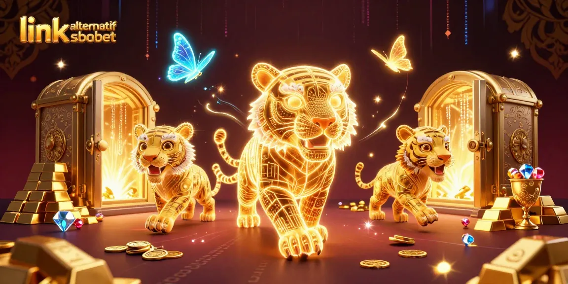 Bet on link alternatif sbobet with dynamic energy in a luxurious casino scene filled with treasures.
