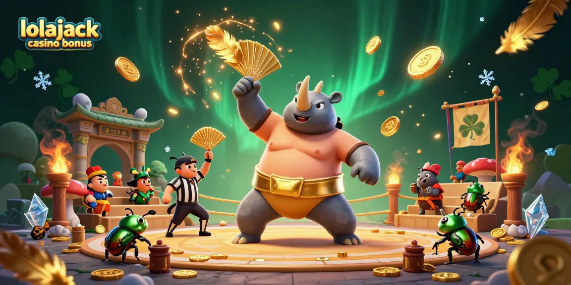 Experience the thrilling lolajack casino bonus with vibrant characters celebrating big wins and dynamic gaming elements.