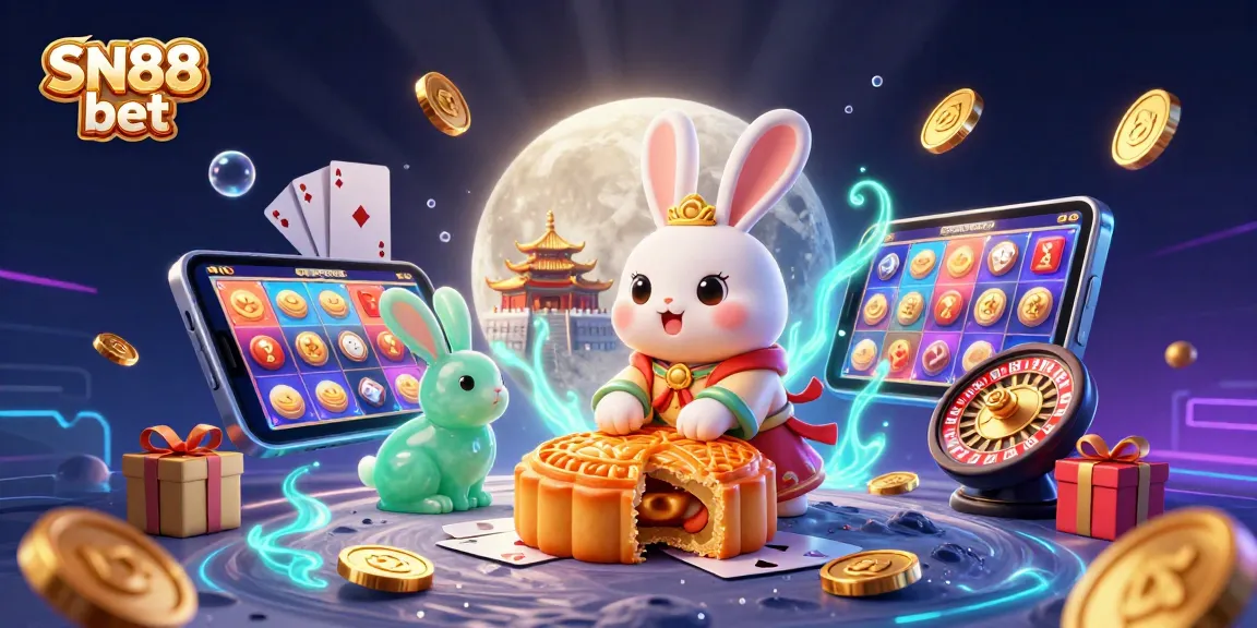 Experience thrilling gameplay with SN88 bet as energetic rabbits reveal poker chips amid casino excitement.