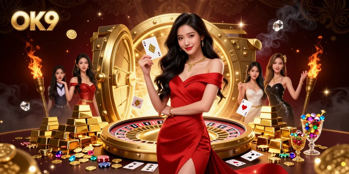Experience thrilling gaming action with OK9, featuring stunning visuals and a glamorous casino atmosphere.