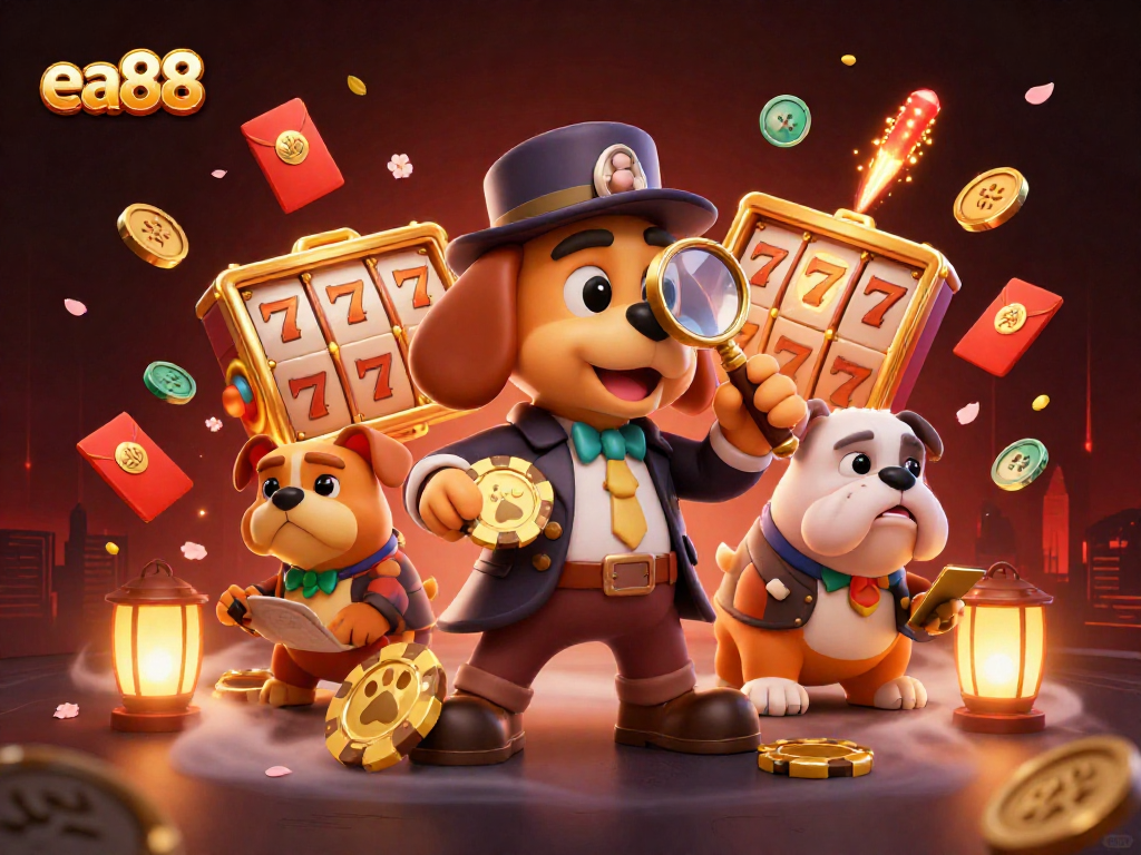 Play slots at ea88 with engaging scenes featuring vibrant casino elements and characters.
