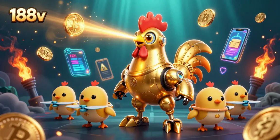Experience the thrill of 188v as the golden rooster robot guides you through exciting casino games.