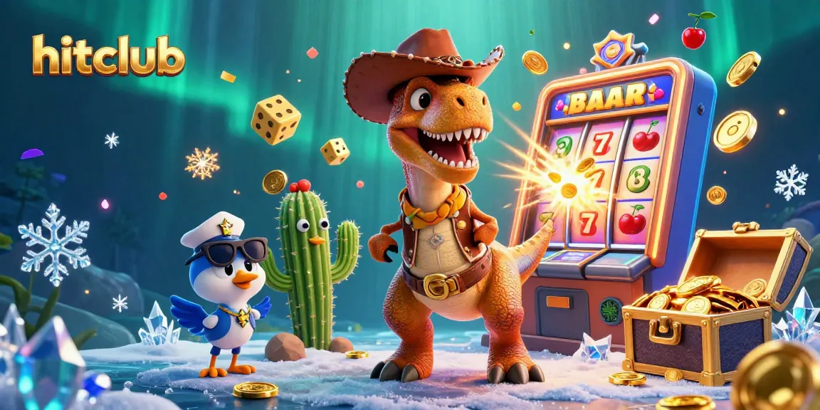 Engage with hitclub's thrilling slot machine adventure featuring vibrant characters and dynamic casino elements.
