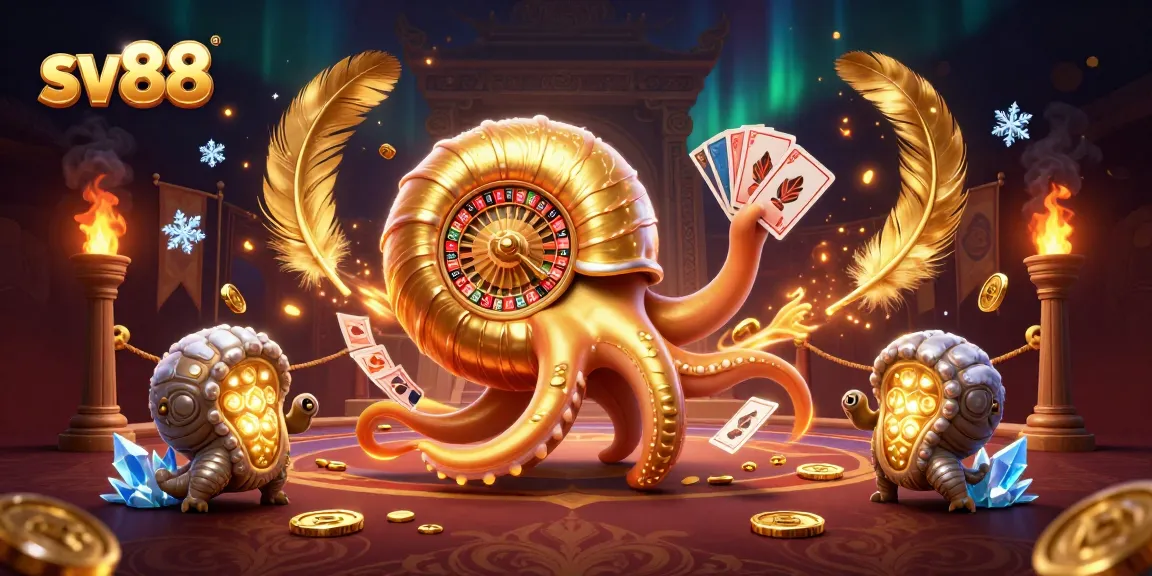 Experience dynamic gameplay at sv88 with a 3D nautilus roulette wheel, golden sparks, and high-stakes cards.