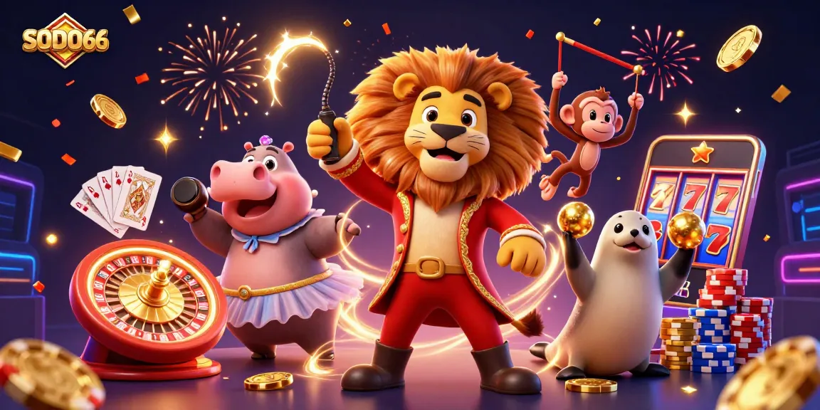 SODO66 brings excitement with vibrant casino characters and dynamic gaming elements, showcasing thrilling gaming action.