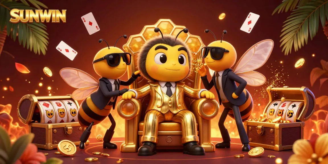SUNWIN showcases vibrant casino action with a cartoon bumblebee mob boss, vivid game elements, and dynamic interactions.