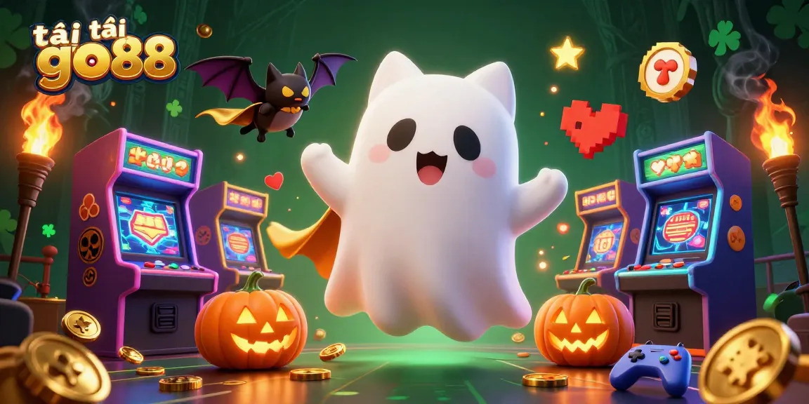 Tải go88 to experience a thrilling casino adventure with a friendly ghost cat and vibrant gaming elements.