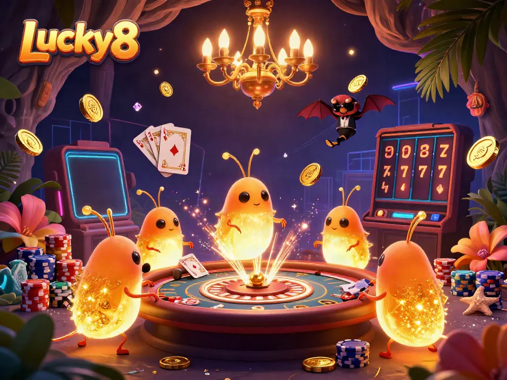 Engage in the Lucky8 casino adventure filled with vibrant glowworms, golden coins, and a bat dealer.