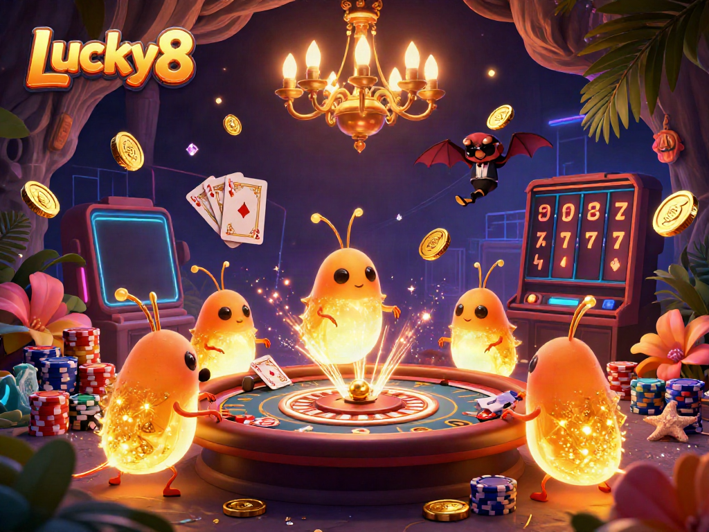 Engage in the Lucky8 casino adventure filled with vibrant glowworms, golden coins, and a bat dealer.