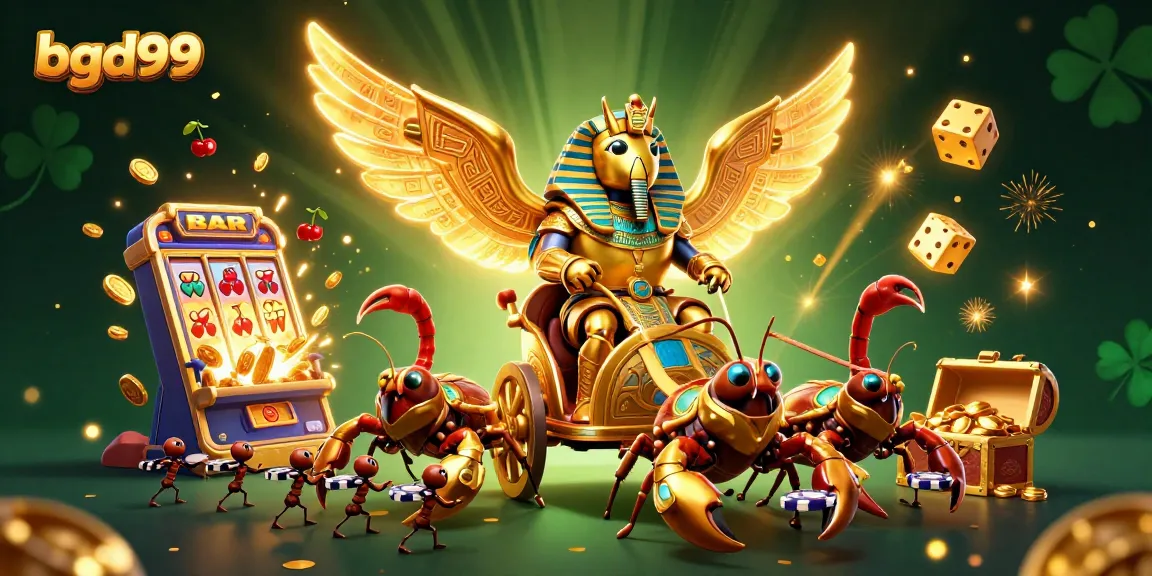 Experience the excitement of bgd99 with a dynamic 3D illustration showcasing unique casino elements.