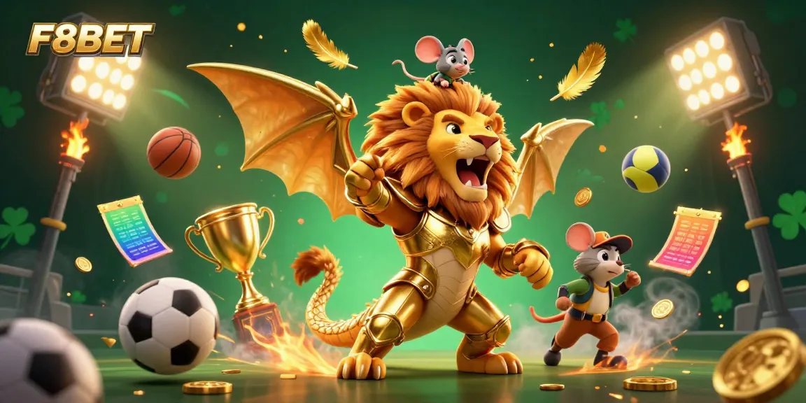 Experience the thrilling F8BET casino adventure with a dynamic chimera and sports elements.