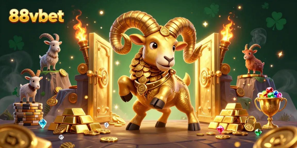 Experience thrilling excitement with 88vbet as the golden ram charges through a treasure-filled casino world.