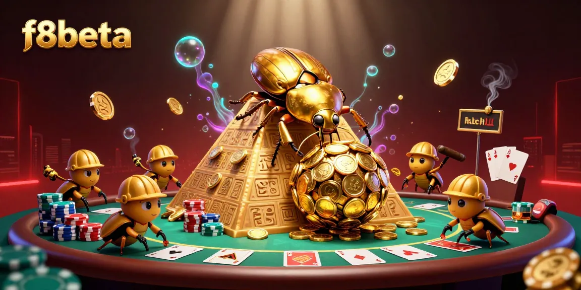 Bet big with f8beta's golden beetle treasure scene in a vibrant casino atmosphere.