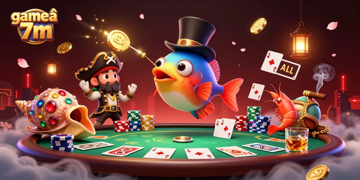Attract golden coins in the game bài 7m with vibrant 3D characters at the poker table.