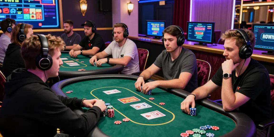 Engaging online poker gameplay with players at virtual tables, highlighting Daftar Nagapoker excitement.