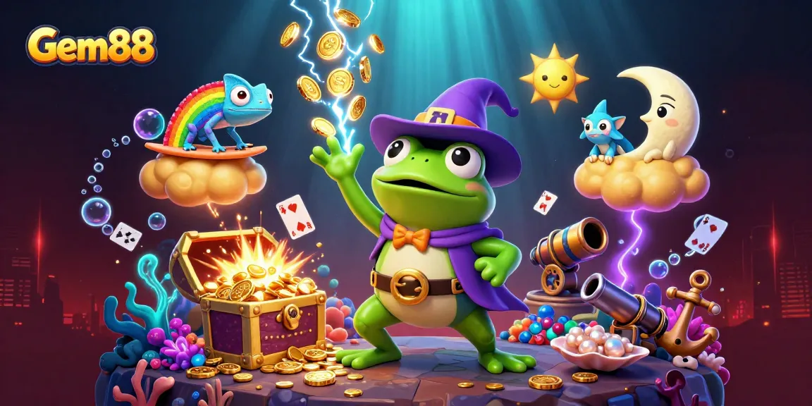 Gem88 captivates players with a vibrant gaming scene, bursting with golden coins and interactive elements.