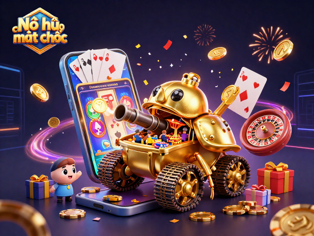Nổ hũ đường mạt chược features golden beetle tank casino bursting with excitement and slot game elements.