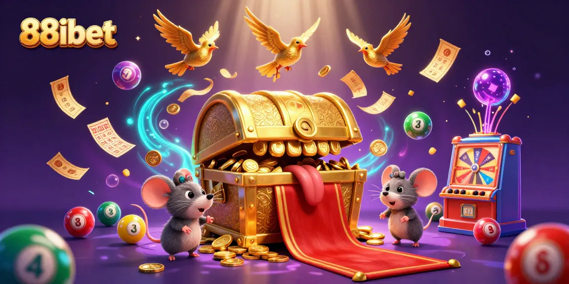 Win exciting rewards playing 88ibet with vibrant lottery balls and golden ticket elements.