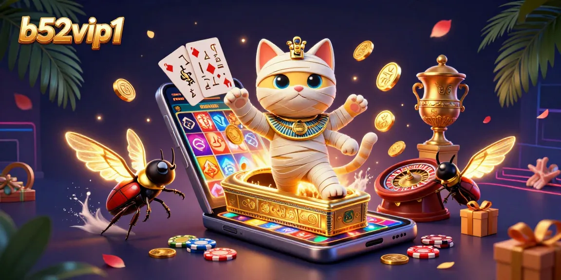 Engage in thrilling wins at b52vip1 with a dynamic casino scene featuring exciting games and characters.