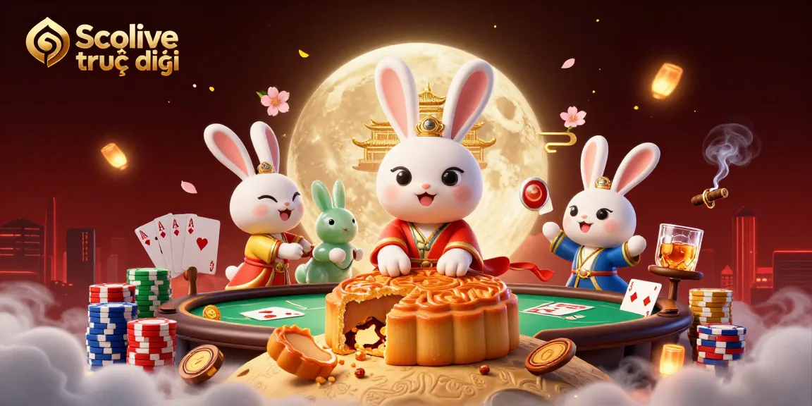 Experience the excitement of Socolive trực tiếp with poker chips and lunar elements intertwined.