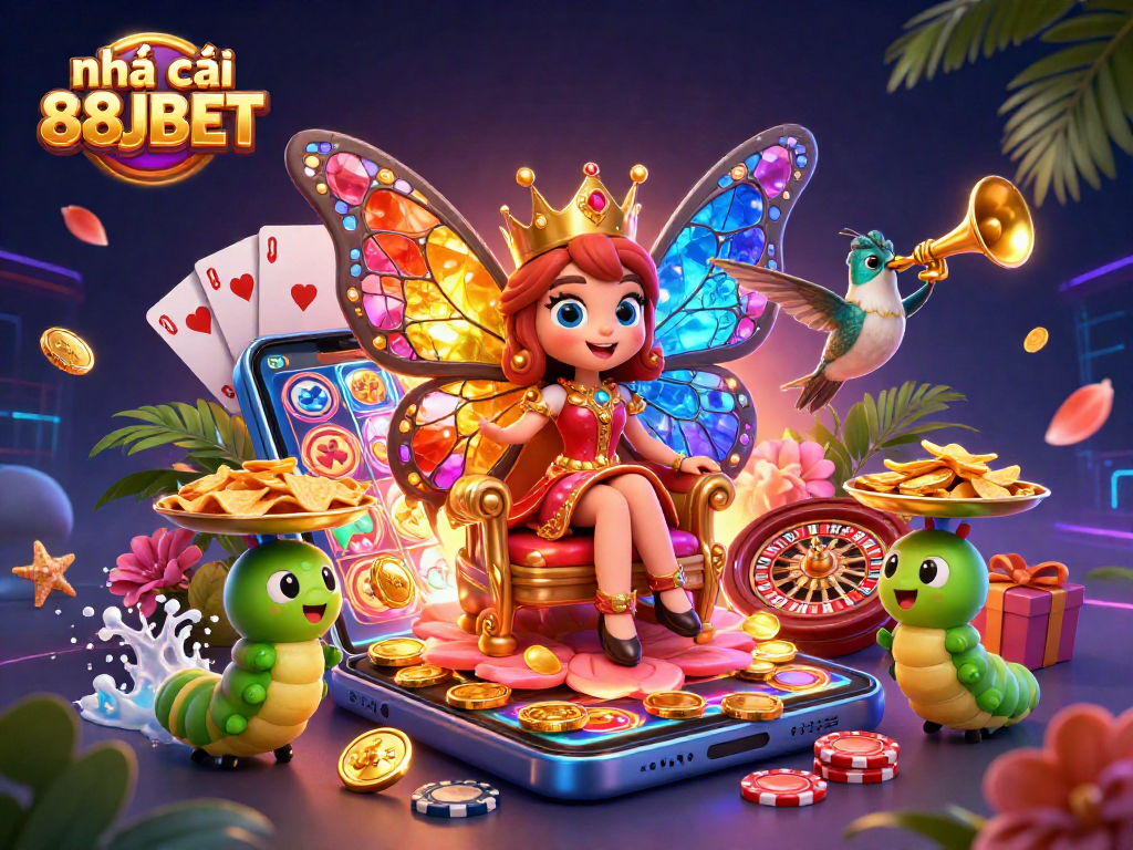 Play engaging casino games with nhà cái 88JBET featuring a vibrant butterfly queen and captivating elements.