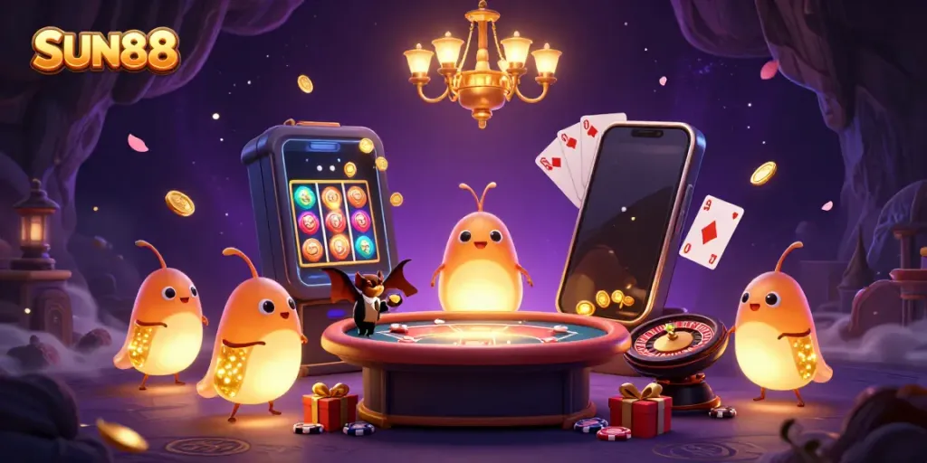 Experience exciting moments at Sun88 casino with vibrant glowworms lighting up the gaming atmosphere.