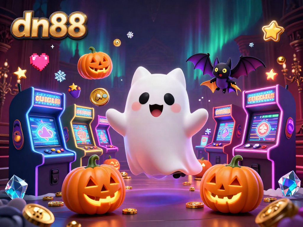 Engage in thrilling gameplay with dn88 as a friendly ghost cat and bat explore a haunted casino.