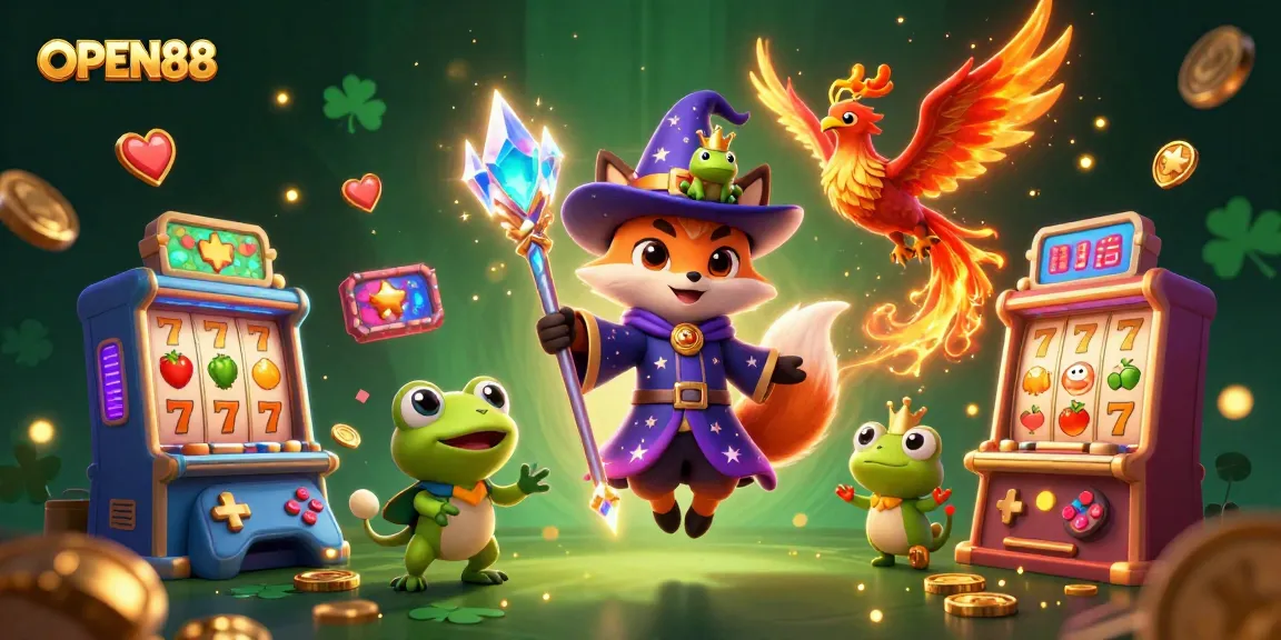 Spin and win big at OPEN88 with dynamic cartoon characters and colorful slot games.